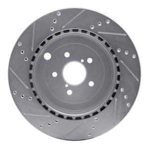 Subaru BRZ Brake Rotor (1) - Rear Right - R1 Concepts - Drilled & Slotted - Silver - `17-`25